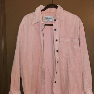 XL Womens Corduroy Jacket Pink Button Down Long Sleeve Shirt by On Fire